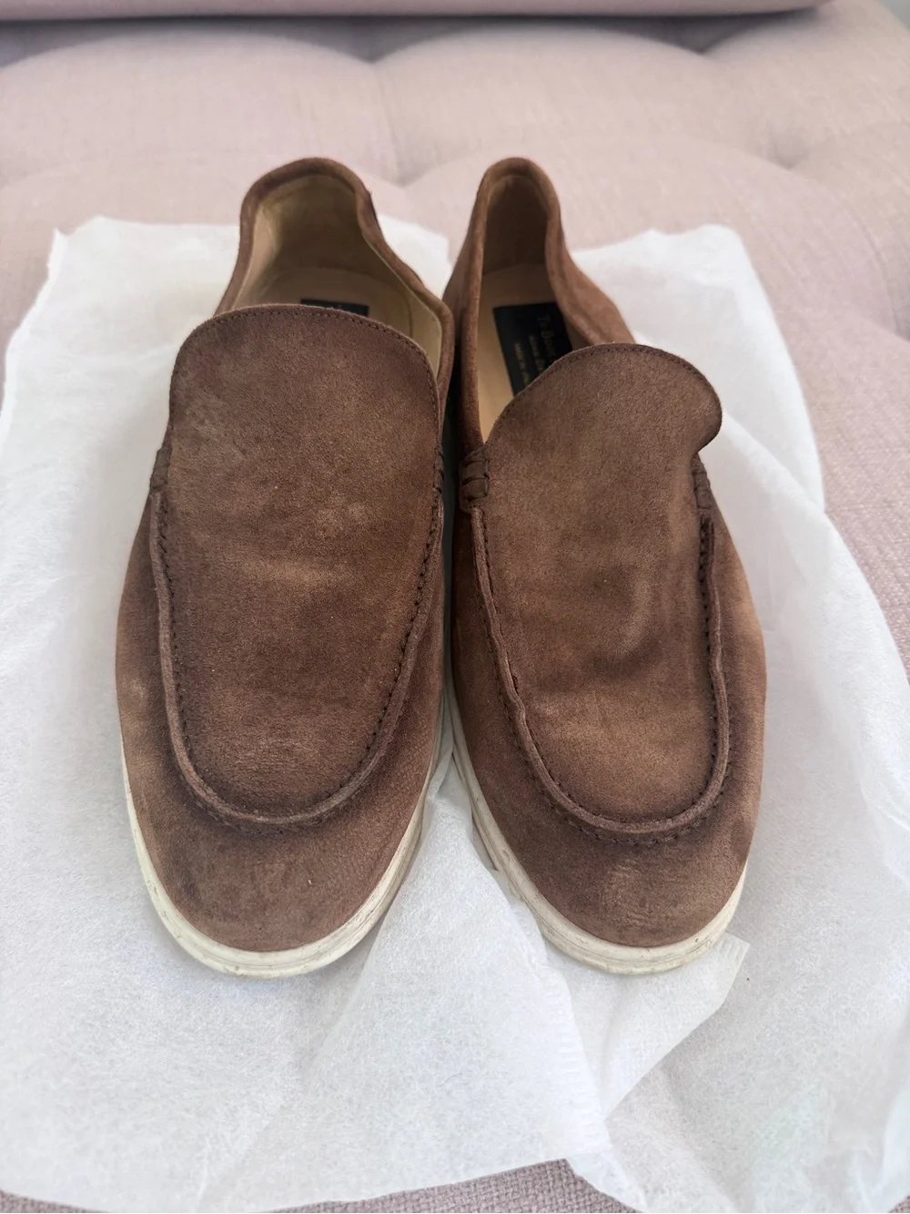 To Boot Brown Suede Slip-On Loafers with White Sole